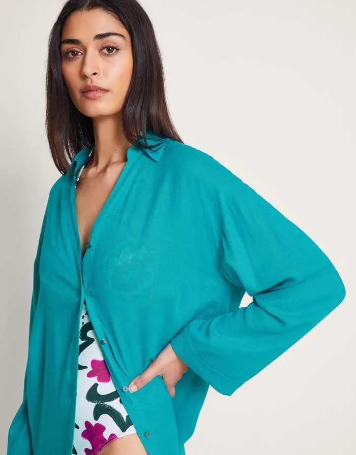 Monsoon Esme Beach Shirt Blue Women Tops and Blouses Monsoon Esme Beach Shirt Blue Women Tops and Blouses