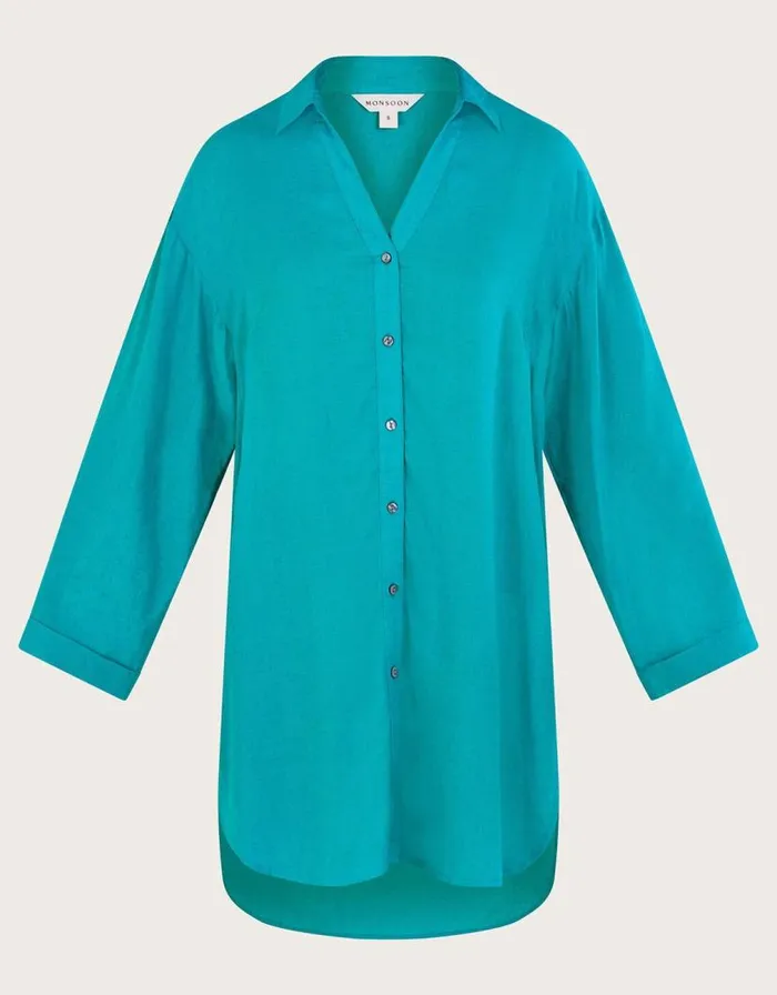 Monsoon Esme Beach Shirt Blue Women Tops and Blouses Monsoon Esme Beach Shirt Blue Women Tops and Blouses