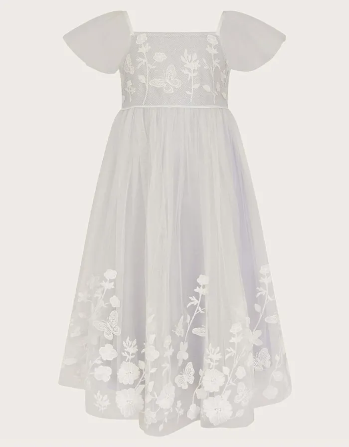 Monsoon Essie Embroidered Swing Dress Blue Children Dresses