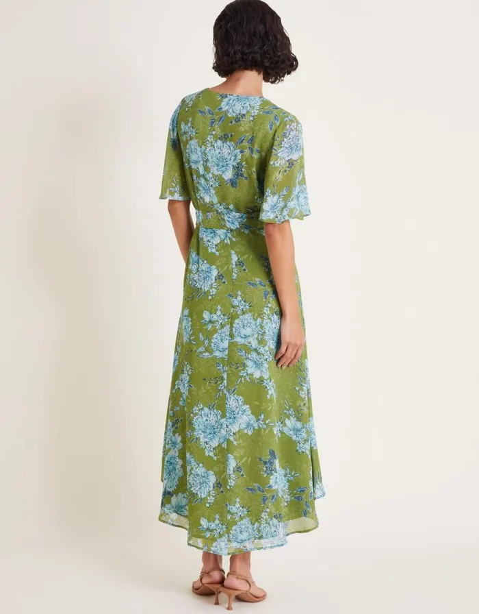 Monsoon Eva Floral Wrap Midi Dress Green Women Occasionwear Monsoon Eva Floral Wrap Midi Dress Green Women Occasionwear