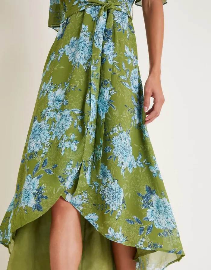 Monsoon Eva Floral Wrap Midi Dress Green Women Occasionwear Monsoon Eva Floral Wrap Midi Dress Green Women Occasionwear