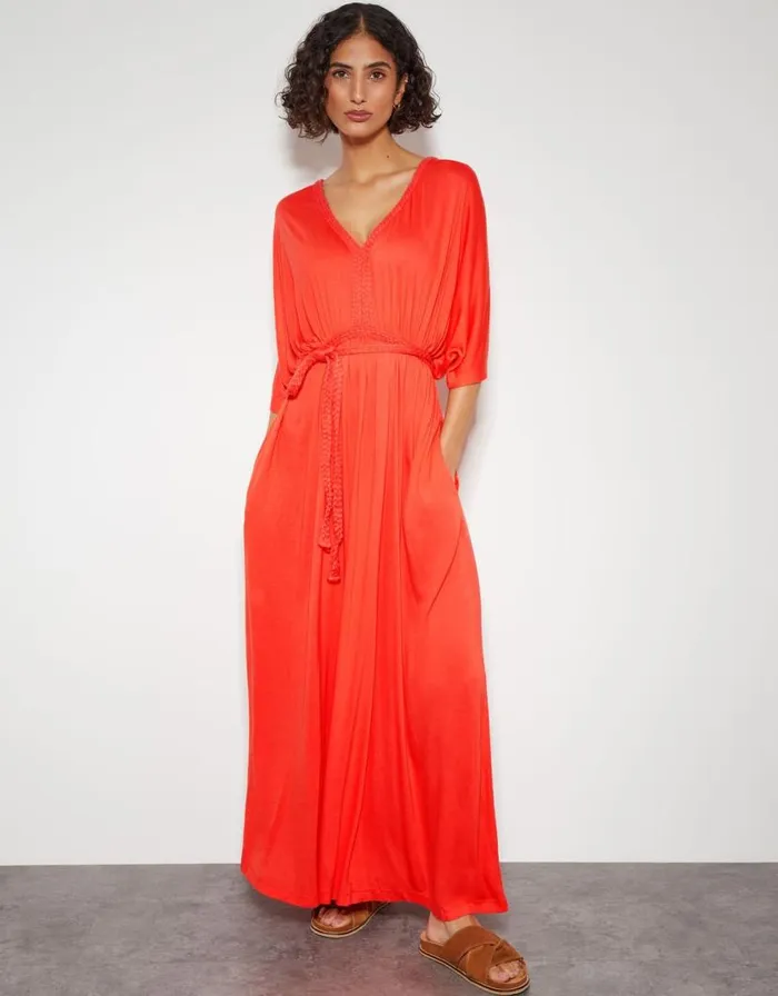 Monsoon Everly Jersey Dress Orange Women Beachwear and Swimwear