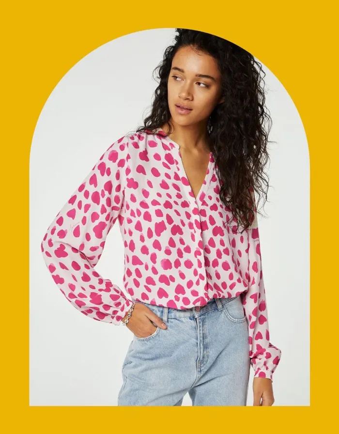 Monsoon Fabienne Chapot Print Blouse Pink Women Tops and Blouses
