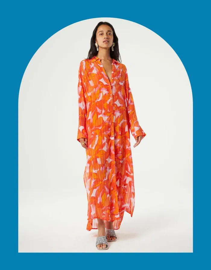 Monsoon Fabienne Chapot Print Shirt Dress Orange Women Summer Dresses