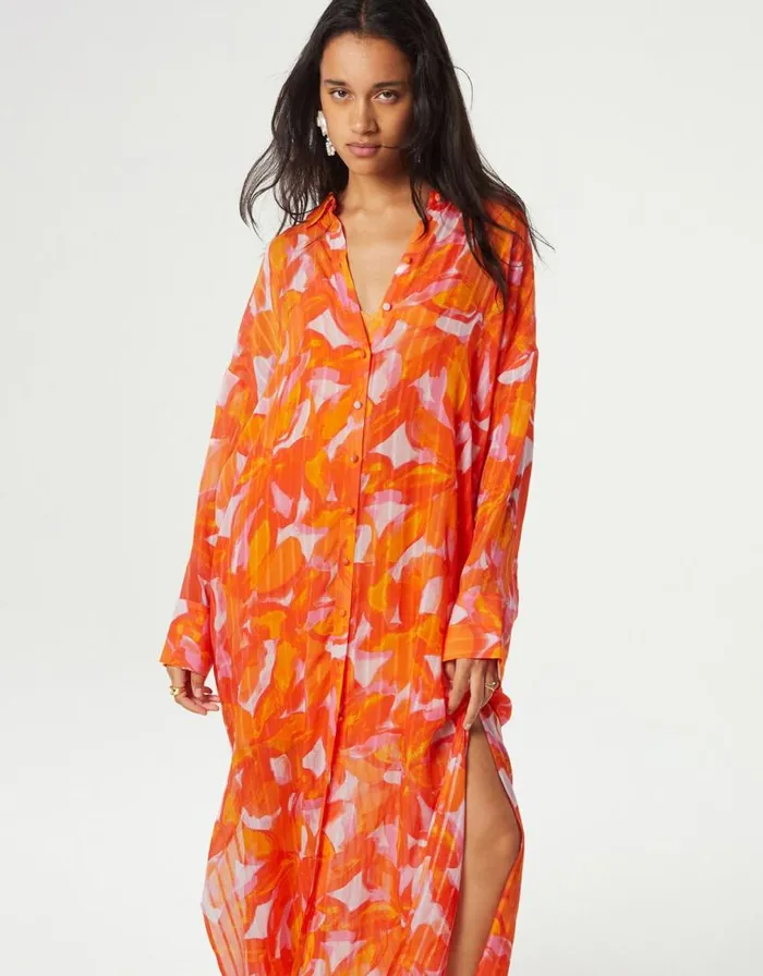 Monsoon Fabienne Chapot Print Shirt Dress Orange Women Summer Dresses Monsoon Fabienne Chapot Print Shirt Dress Orange Women Summer Dresses