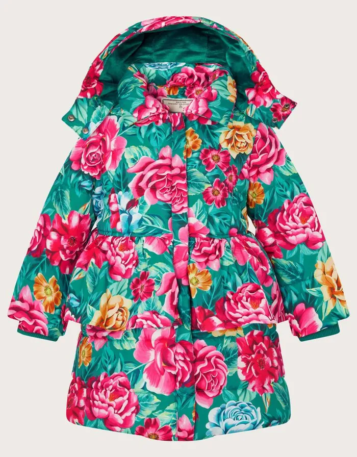 Monsoon Floral Print Puffer Coat Green Children Coats and Jackets Monsoon Floral Print Puffer Coat Green Children Coats and Jackets