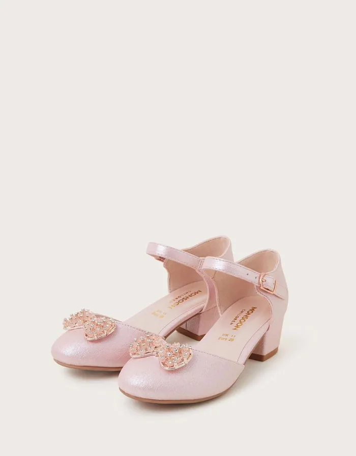 Monsoon Flower Bow TwoPart Heels Pink Children Partywear