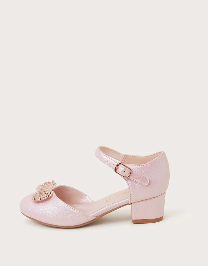 Monsoon Flower Bow TwoPart Heels Pink Children Partywear Monsoon Flower Bow TwoPart Heels Pink Children Partywear