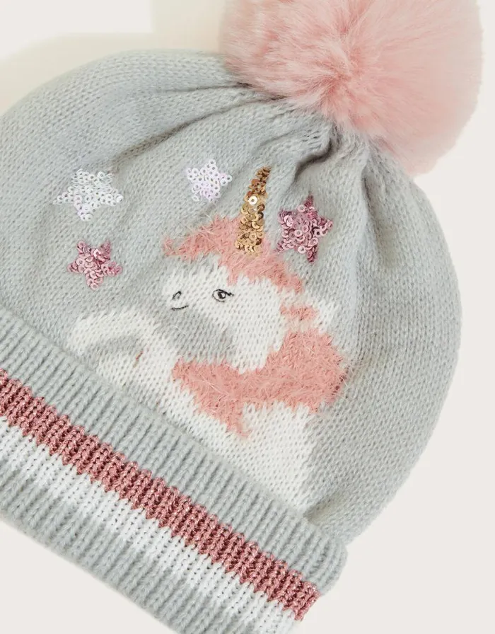 Monsoon Fluffy Unicorn Hat Grey Children Hats and Sunglasses Monsoon Fluffy Unicorn Hat Grey Children Hats and Sunglasses