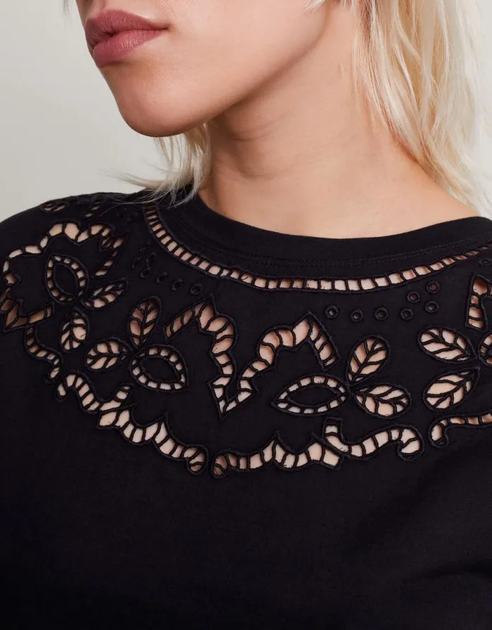 Monsoon Garcia Cutwork TShirt Black Women Tops and Blouses Monsoon Garcia Cutwork TShirt Black Women Tops and Blouses