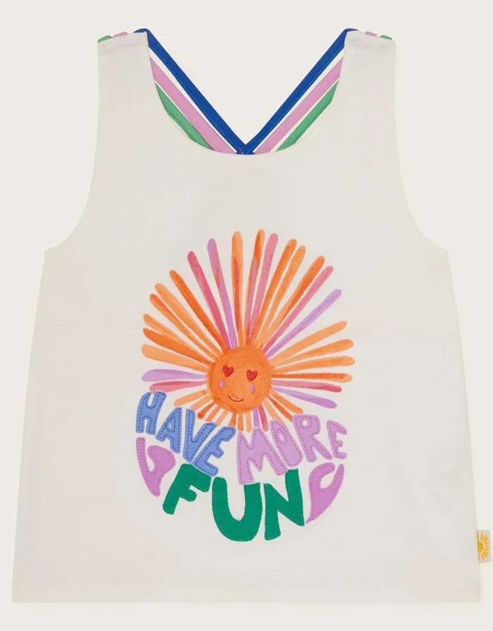 Monsoon Have More Fun Graphic Vest Top Ivory Children Casualwear Collection