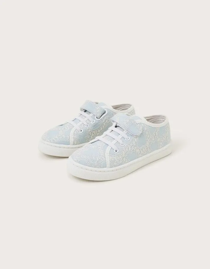 Monsoon Heart Lace Trainers Blue Children Girls039 Shoes and Sandals