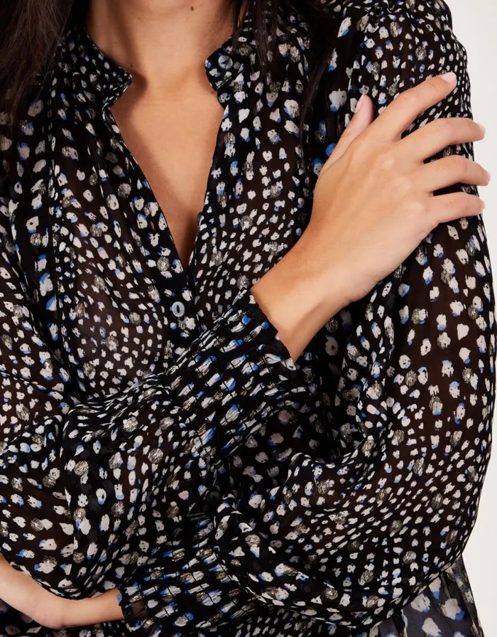 Monsoon Hollis Metallic Spot Blouse With Sustainable Viscose Black Women Tops and Blouses Monsoon Hollis Metallic Spot Blouse With Sustainable Viscose Black Women Tops and Blouses