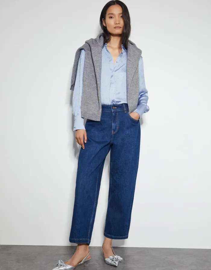 Monsoon Holly Relaxed Satin Shirt Blue Women Tops and Blouses Monsoon Holly Relaxed Satin Shirt Blue Women Tops and Blouses