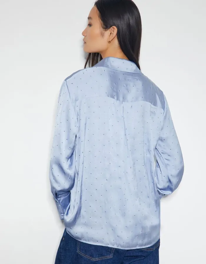 Monsoon Holly Relaxed Satin Shirt Blue Women Tops and Blouses Monsoon Holly Relaxed Satin Shirt Blue Women Tops and Blouses