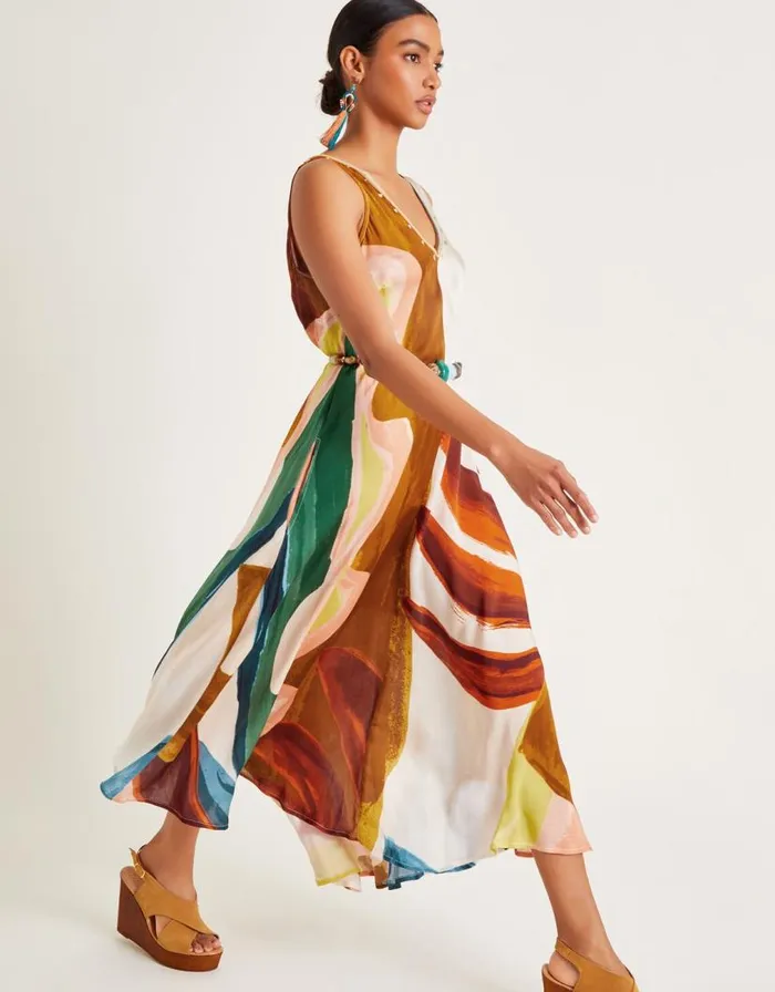 Monsoon Ivy Print Maxi Dress Brown Women Beachwear and Swimwear Monsoon Ivy Print Maxi Dress Brown Women Beachwear and Swimwear