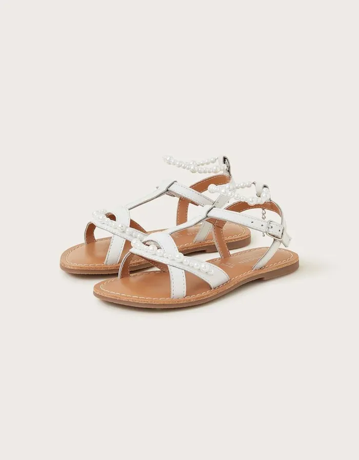 Monsoon Leather Anklet Beaded Sandals Ivory Children Girls039 Shoes and Sandals Monsoon Leather Anklet Beaded Sandals Ivory Children Girls039 Shoes and Sandals