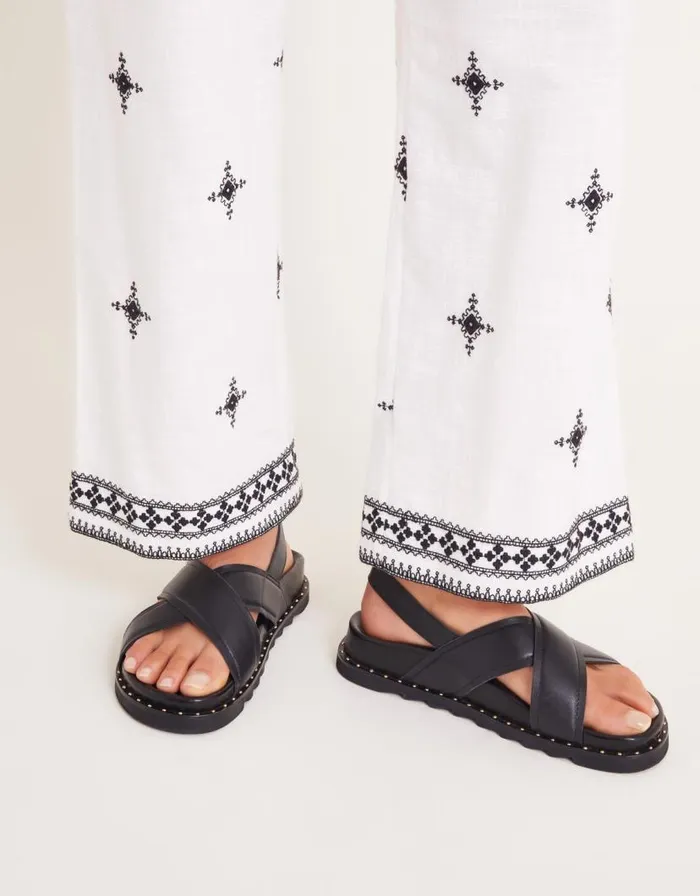 Monsoon Leather CrossOver Strap Sandals Black Women Sandals