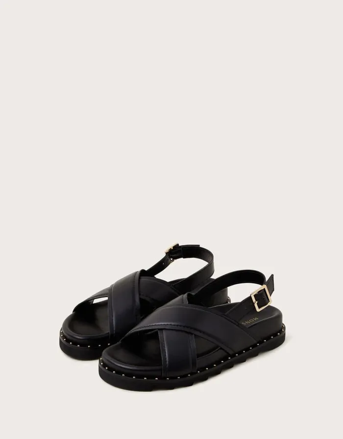 Monsoon Leather CrossOver Strap Sandals Black Women Sandals Monsoon Leather CrossOver Strap Sandals Black Women Sandals