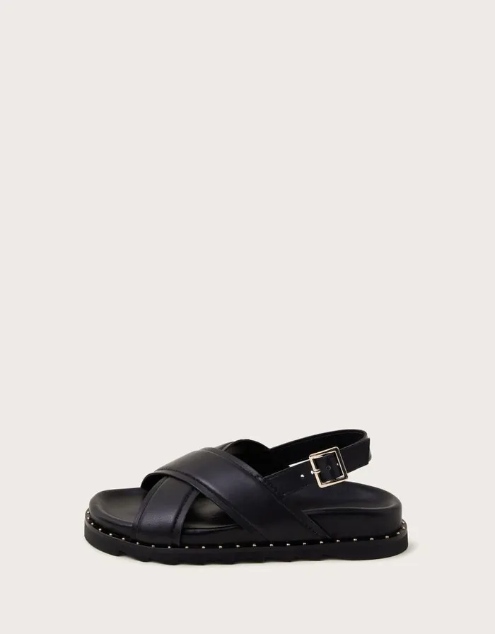 Monsoon Leather CrossOver Strap Sandals Black Women Sandals Monsoon Leather CrossOver Strap Sandals Black Women Sandals