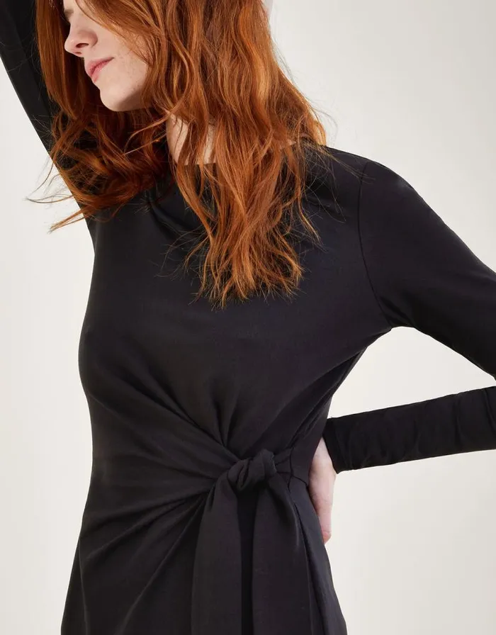 Monsoon Long Sleeve Side Knot Midi Jersey Dress Black Women Midi Dresses Monsoon Long Sleeve Side Knot Midi Jersey Dress Black Women Midi Dresses