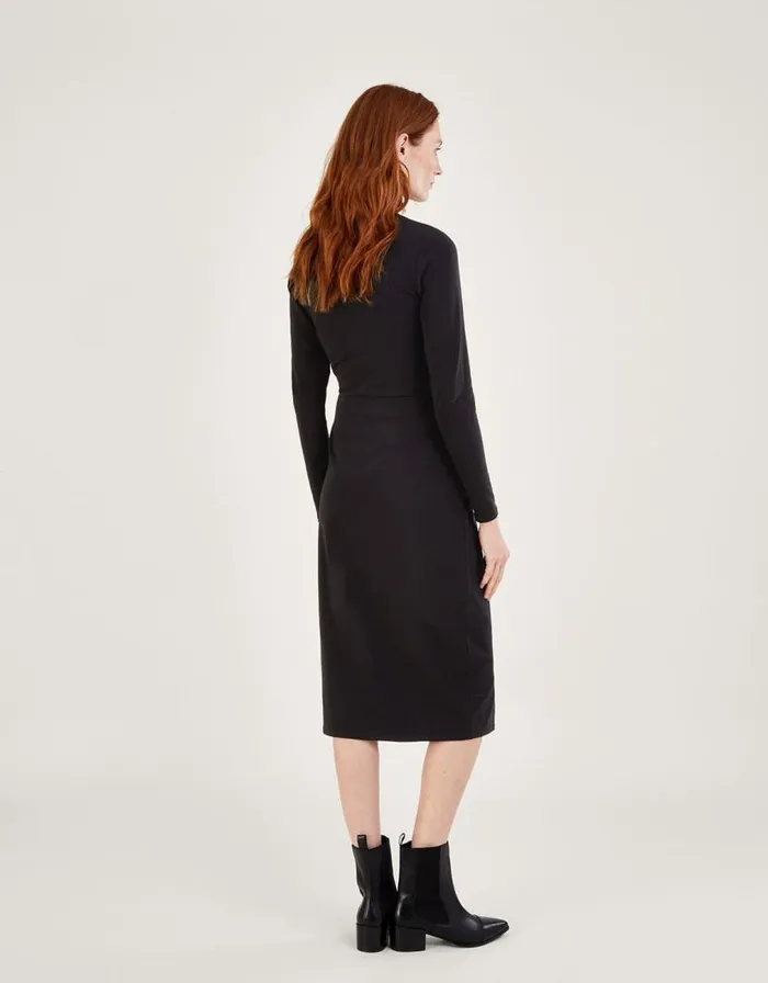 Monsoon Long Sleeve Side Knot Midi Jersey Dress Black Women Midi Dresses Monsoon Long Sleeve Side Knot Midi Jersey Dress Black Women Midi Dresses