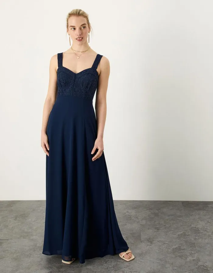 Monsoon Lori Lace Maxi Dress Blue Women Occasionwear