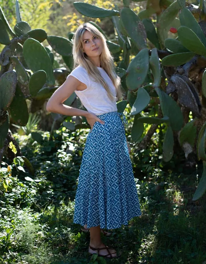 Monsoon Lyrical Sisters Grace Geometric Print Maxi Skirt Blue Women Skirts Monsoon Lyrical Sisters Grace Geometric Print Maxi Skirt Blue Women Skirts