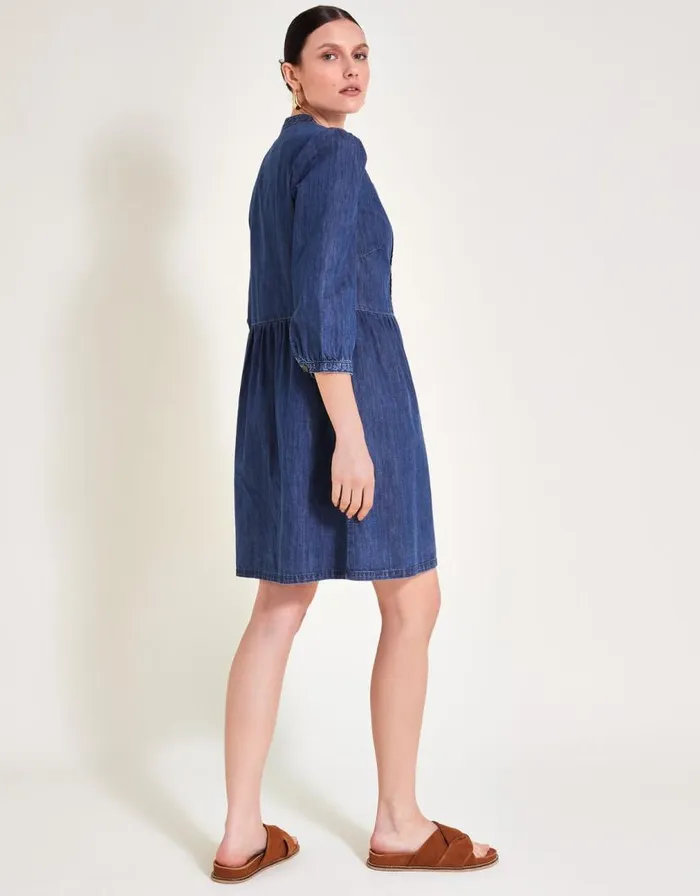 Monsoon Mae Pintuck Denim Dress Blue Women Casualwear Monsoon Mae Pintuck Denim Dress Blue Women Casualwear