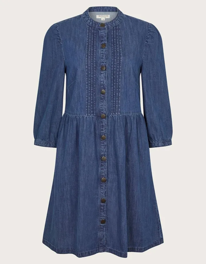 Monsoon Mae Pintuck Denim Dress Blue Women Casualwear Monsoon Mae Pintuck Denim Dress Blue Women Casualwear