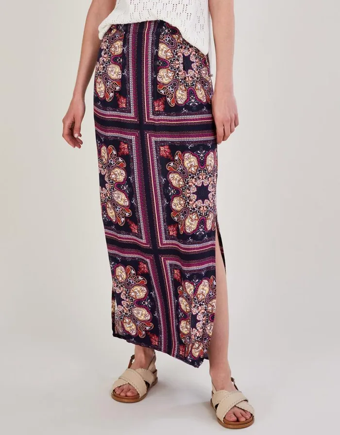 Monsoon Medallion Print Side Split Skirt In LENZING ECOVERO Blue Women Beachwear and Swimwear Monsoon Medallion Print Side Split Skirt In LENZING ECOVERO Blue Women Beachwear and Swimwear