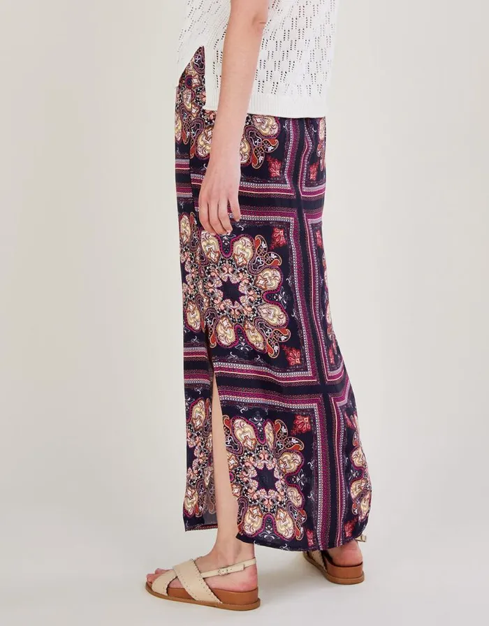 Monsoon Medallion Print Side Split Skirt In LENZING ECOVERO Blue Women Beachwear and Swimwear Monsoon Medallion Print Side Split Skirt In LENZING ECOVERO Blue Women Beachwear and Swimwear