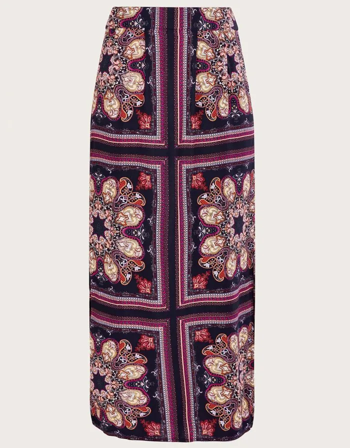 Monsoon Medallion Print Side Split Skirt In LENZING ECOVERO Blue Women Beachwear and Swimwear Monsoon Medallion Print Side Split Skirt In LENZING ECOVERO Blue Women Beachwear and Swimwear
