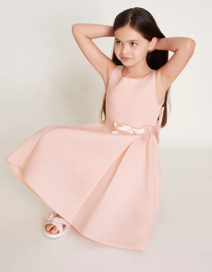 Monsoon Molly Scuba Bridesmaid Dress Pink Children Partywear