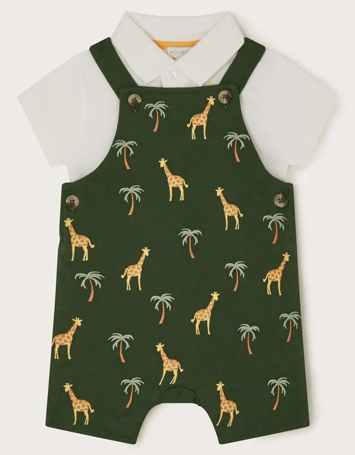 Monsoon Newborn Jungle Dungarees Set Green Children Clothing and Outfits