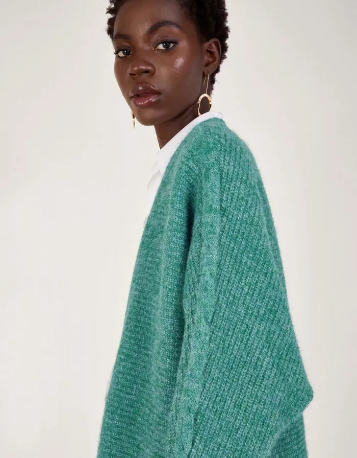 Monsoon Ola Oversized Cardigan Teal Women Knitwear Monsoon Ola Oversized Cardigan Teal Women Knitwear