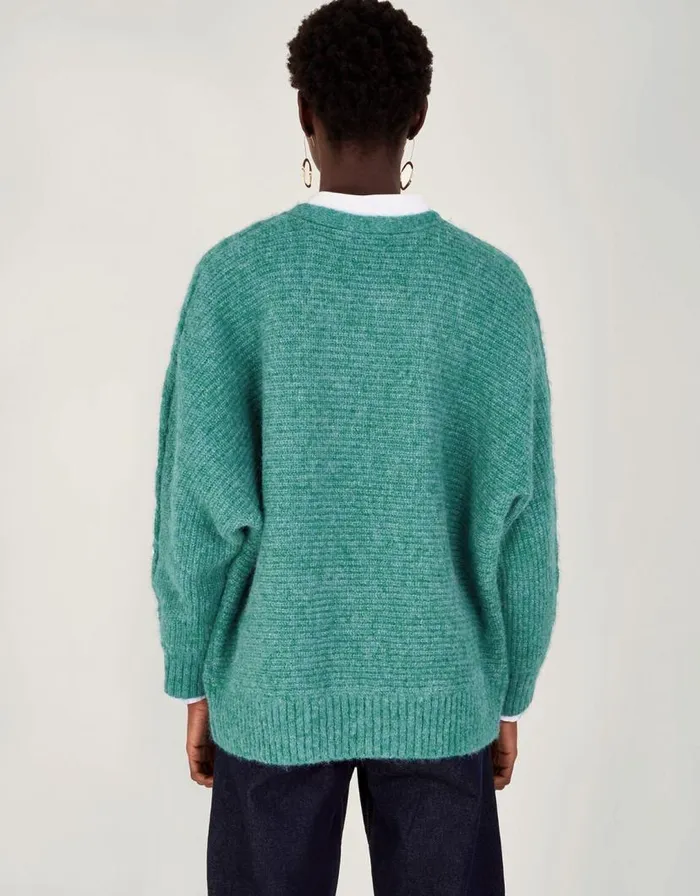 Monsoon Ola Oversized Cardigan Teal Women Knitwear Monsoon Ola Oversized Cardigan Teal Women Knitwear