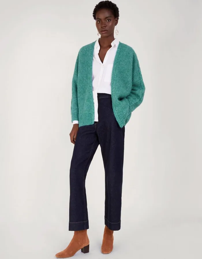 Monsoon Ola Oversized Cardigan Teal Women Knitwear Monsoon Ola Oversized Cardigan Teal Women Knitwear