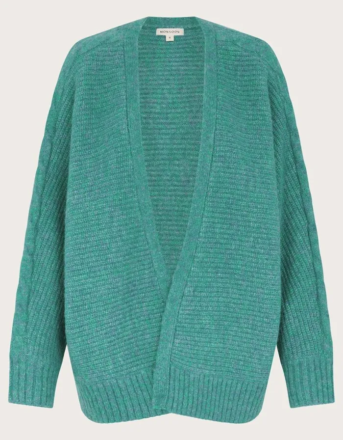 Monsoon Ola Oversized Cardigan Teal Women Knitwear Monsoon Ola Oversized Cardigan Teal Women Knitwear