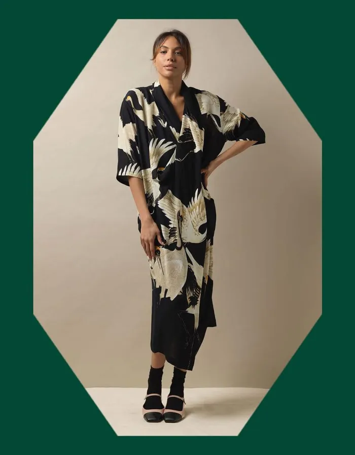 Monsoon One Hundred Stars Stork Print Dress Black Women Summer Dresses