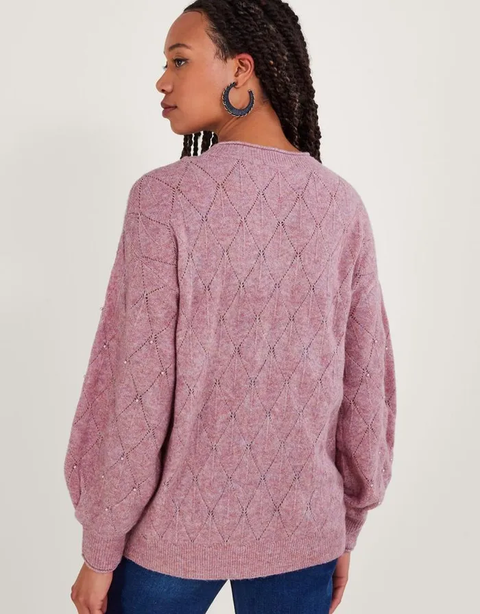 Monsoon Pearl Detail Jumper Pink Women Knitwear Monsoon Pearl Detail Jumper Pink Women Knitwear