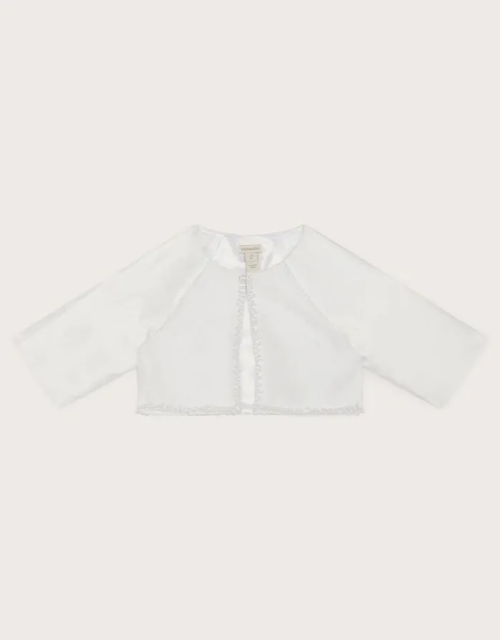 Monsoon Pearl Trim Communion Jacket White Children Partywear