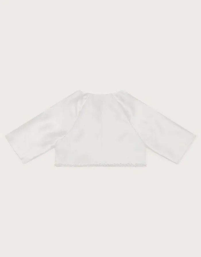 Monsoon Pearl Trim Communion Jacket White Children Partywear Monsoon Pearl Trim Communion Jacket White Children Partywear