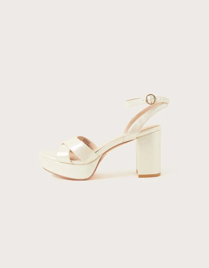 Monsoon Pearlised Platform Heeled Sandals Ivory Women Platforms Monsoon Pearlised Platform Heeled Sandals Ivory Women Platforms