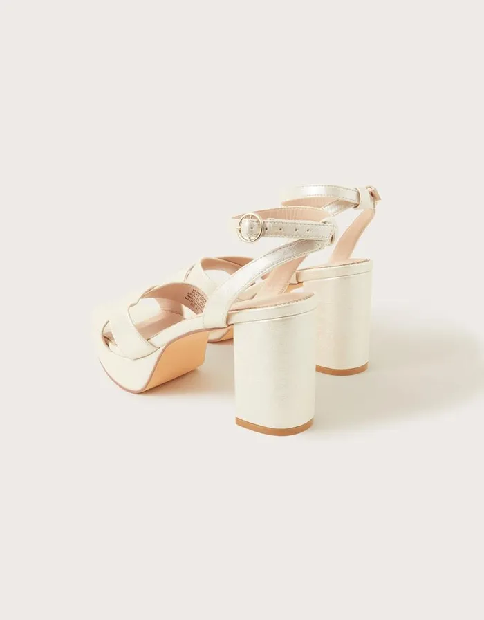 Monsoon Pearlised Platform Heeled Sandals Ivory Women Platforms Monsoon Pearlised Platform Heeled Sandals Ivory Women Platforms