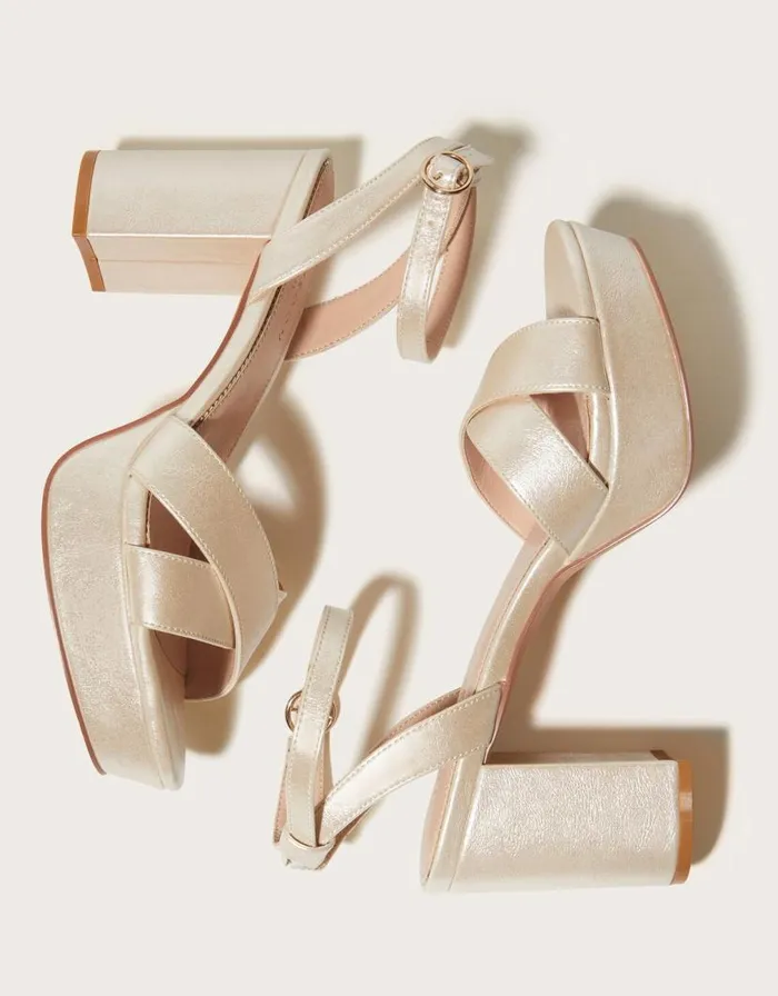 Monsoon Pearlised Platform Heeled Sandals Ivory Women Platforms Monsoon Pearlised Platform Heeled Sandals Ivory Women Platforms