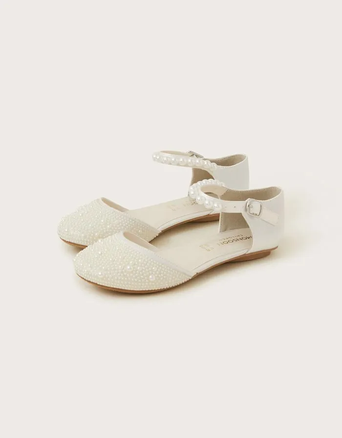 Monsoon Pearly TwoPart Ballet Flats Ivory Children Partywear