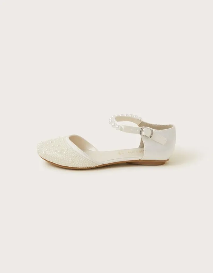 Monsoon Pearly TwoPart Ballet Flats Ivory Children Partywear Monsoon Pearly TwoPart Ballet Flats Ivory Children Partywear