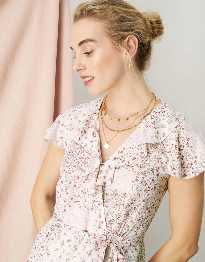 Monsoon Peri Ditsy Patch Print Wrap Top Ivory Women Tops and Blouses