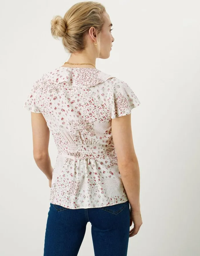 Monsoon Peri Ditsy Patch Print Wrap Top Ivory Women Tops and Blouses Monsoon Peri Ditsy Patch Print Wrap Top Ivory Women Tops and Blouses